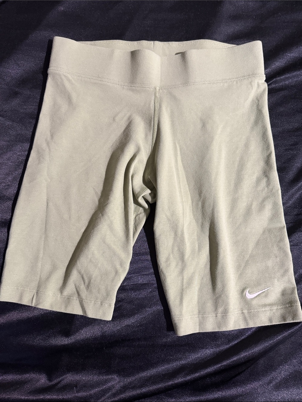 Nike Women’s Olive Green Bike Shorts with White Swoosh